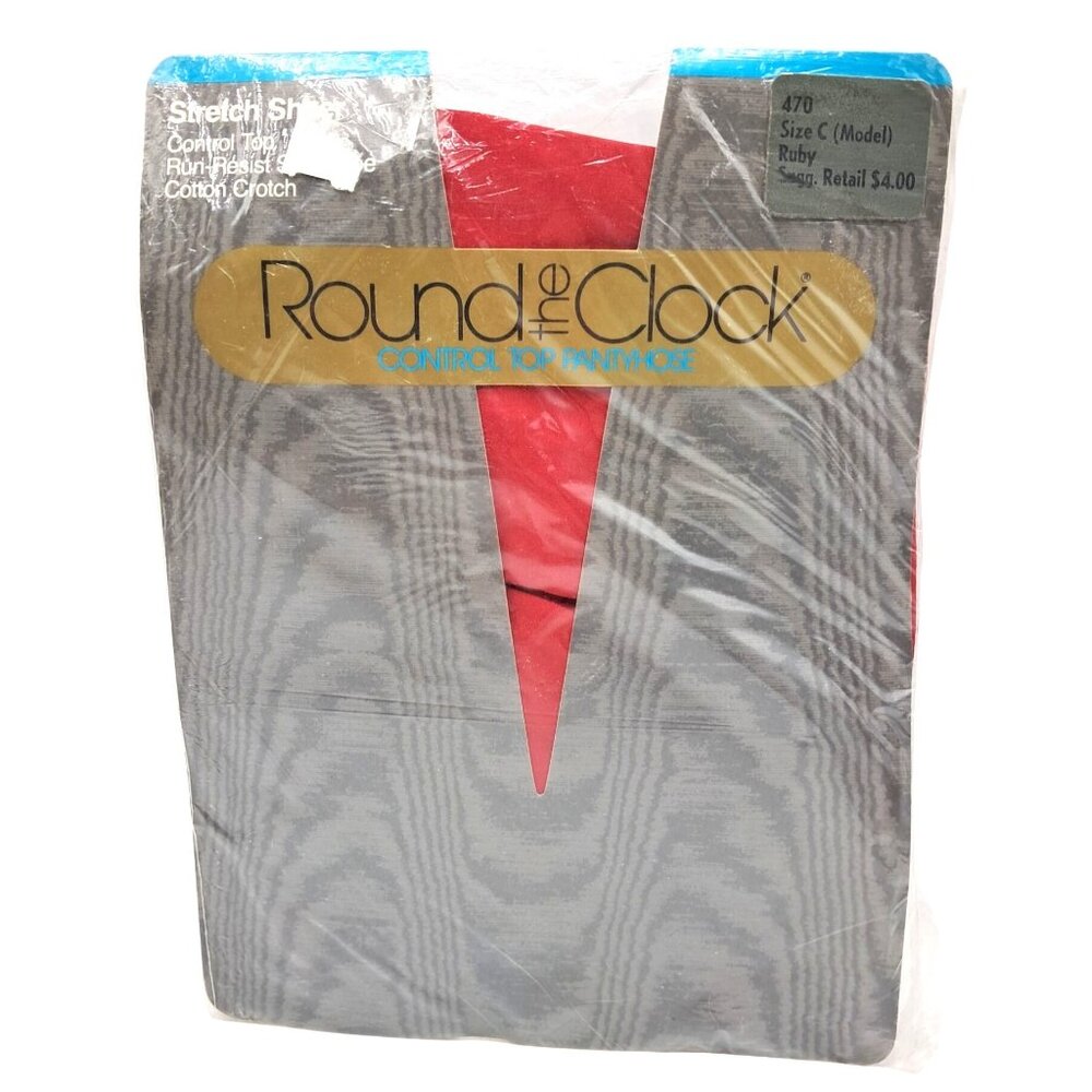 Round The Clock Control Top Pantyhose Ruby Stretch Sheer Size C (Model) Run-Resi
